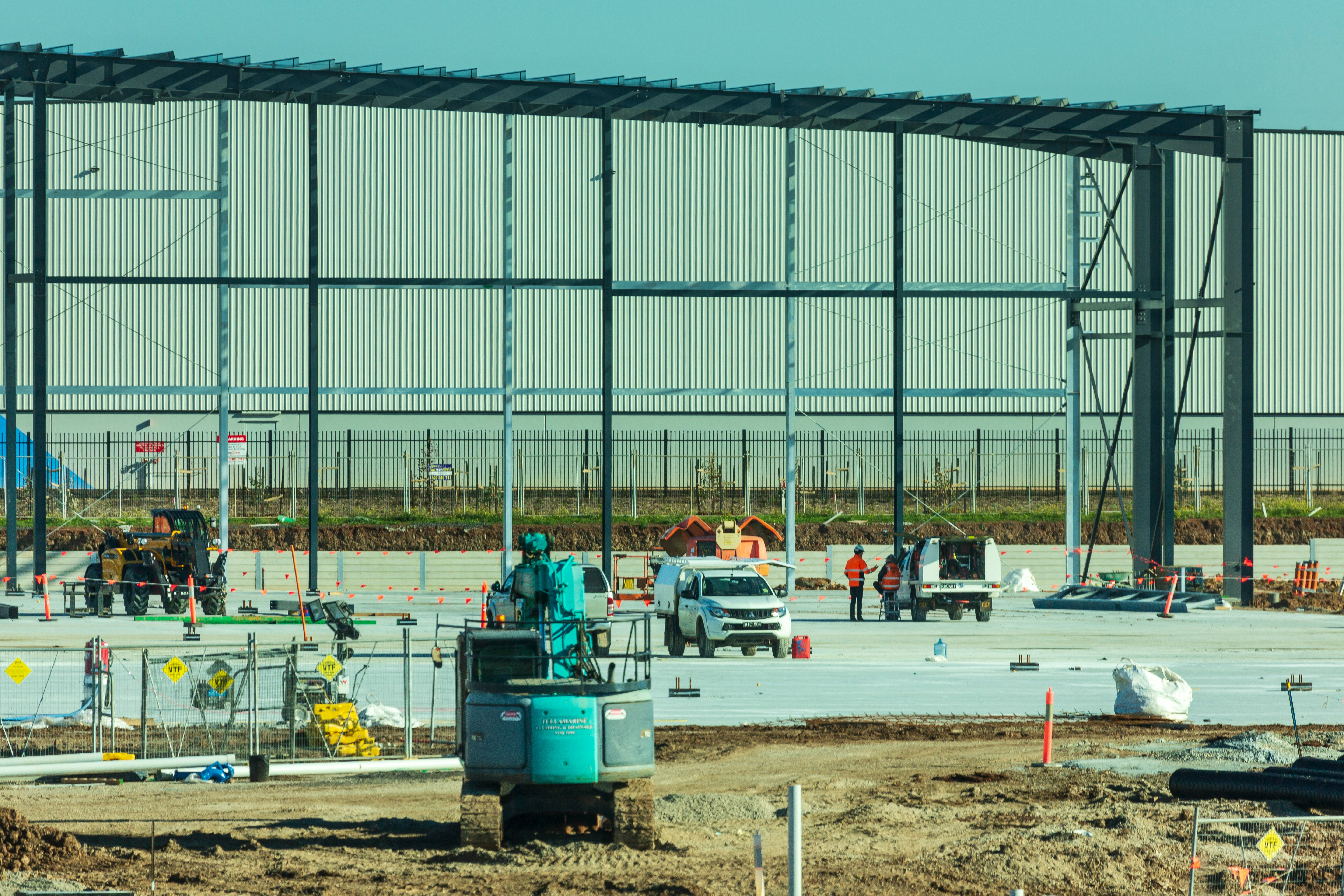 Industrial construction site and warehouse structure